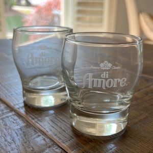 Set of Two (2) di Amore Glasses - Lowball/ 6oz tumbler White Etch